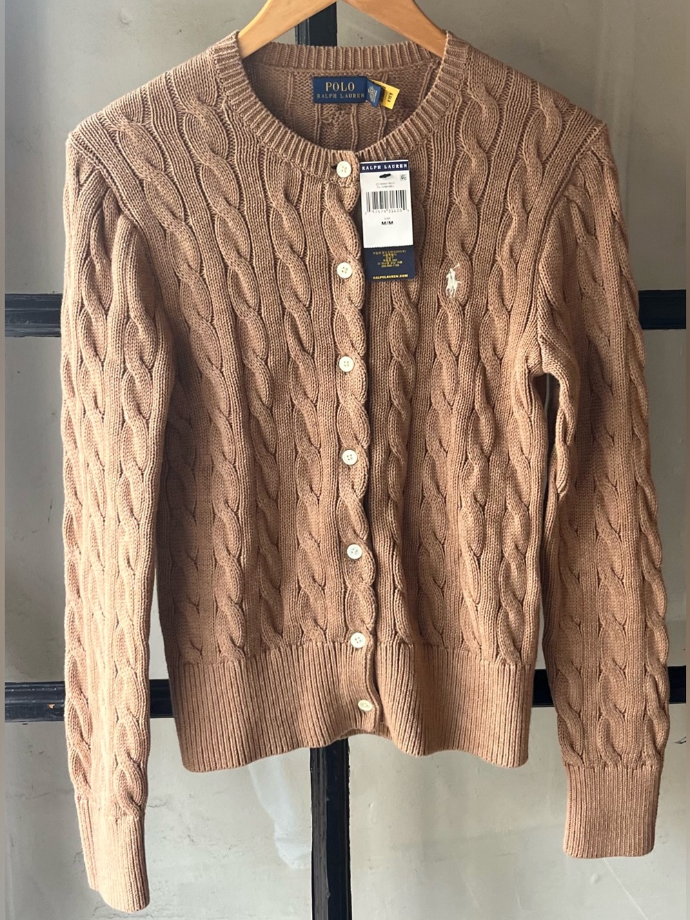 Beautiful Polo Ralph Lauren Camel Cotton Cable Knit Cardigan - Picture 6 of 7